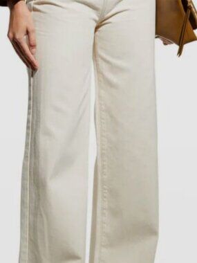 Triarchy Women's Cream/Beige High-Rise Wide-Leg Jeans Size 25